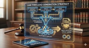 Law firm lead generation funnel showing traffic, leads, intake, and signed cases