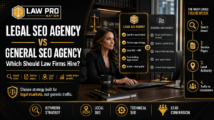 Legal SEO agency comparison showing law firm keyword strategy, attorney website rankings, and legal lead generation performance