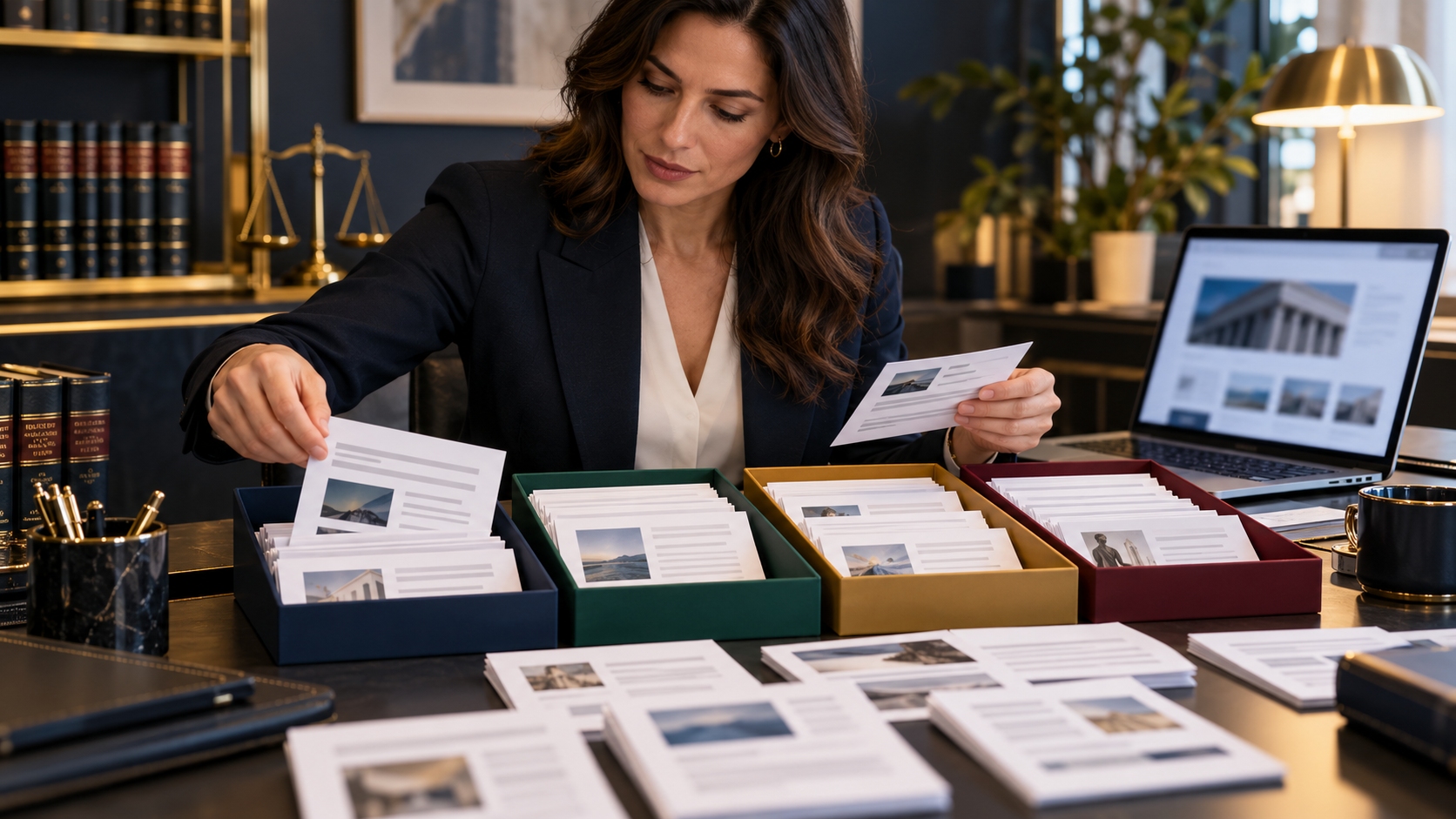 Legal marketing strategist reviewing a law firm content audit