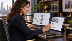 Law firm marketer comparing legal directory listings for lawyers